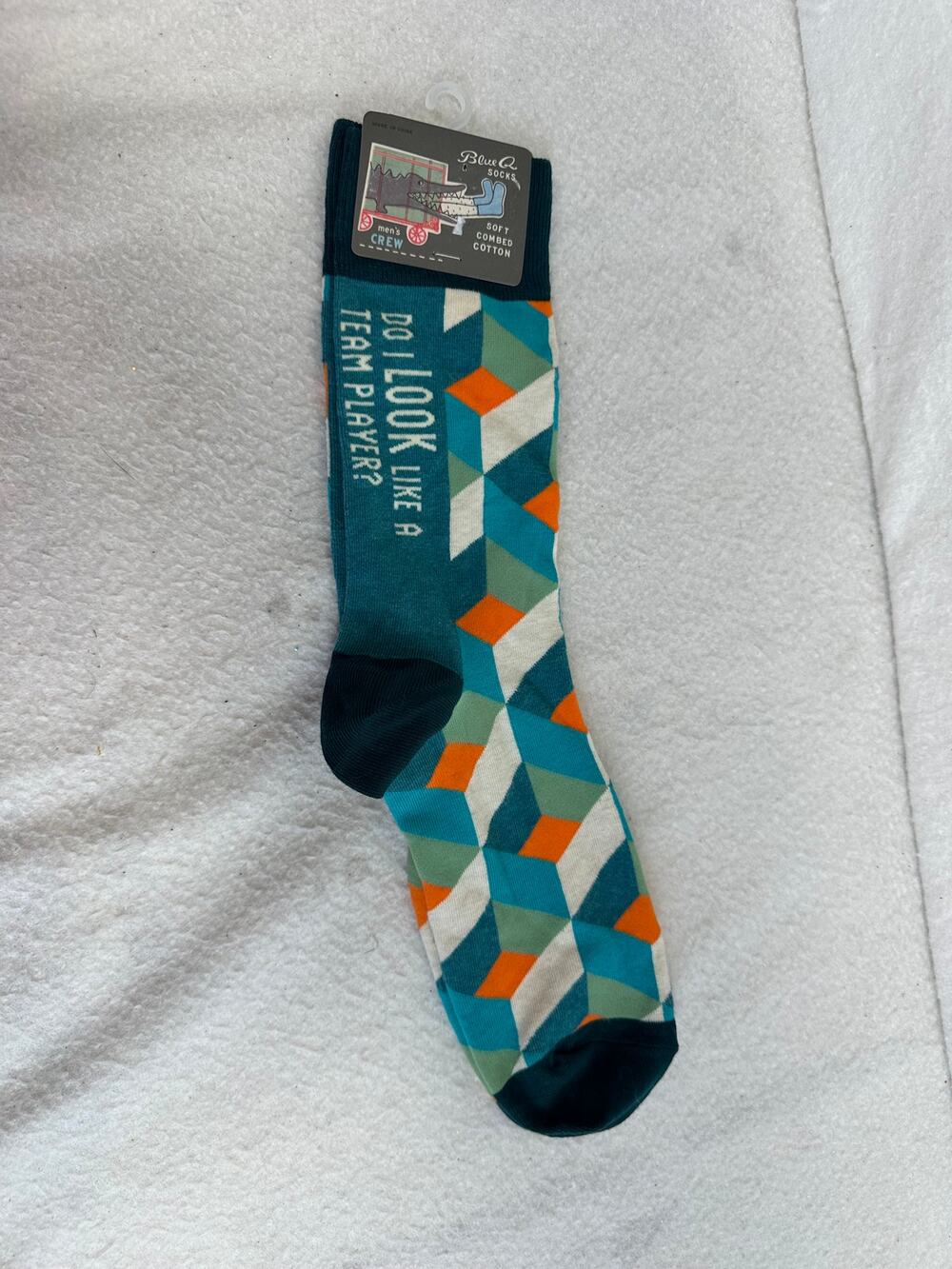 Blue Q Socks "Do I Look Like A Team Player" Men's Crew Sock Size 7-12 NWT